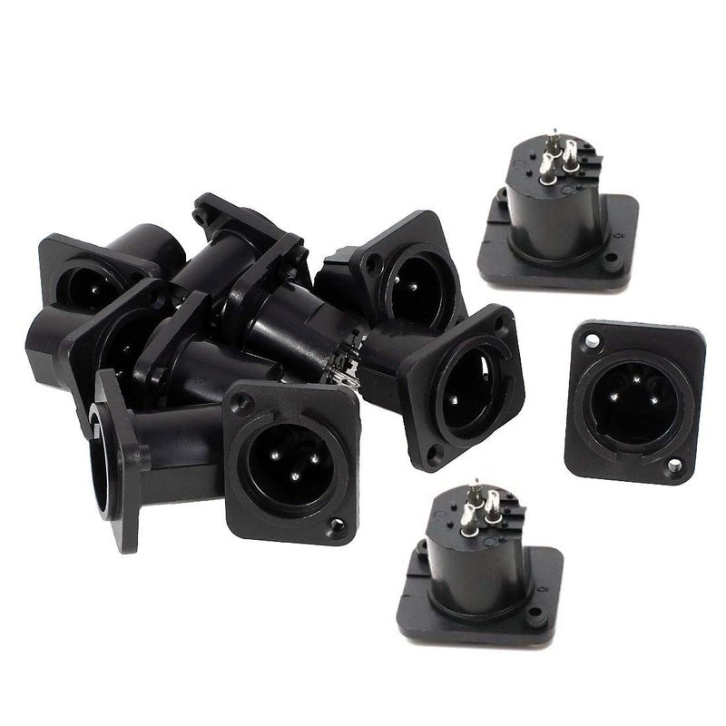 bnafes XLR Male Audio Speaker Panel Socket Microphone Adapter Straight Terminal Panel Mounted Connector 12 Pcs - Image 1